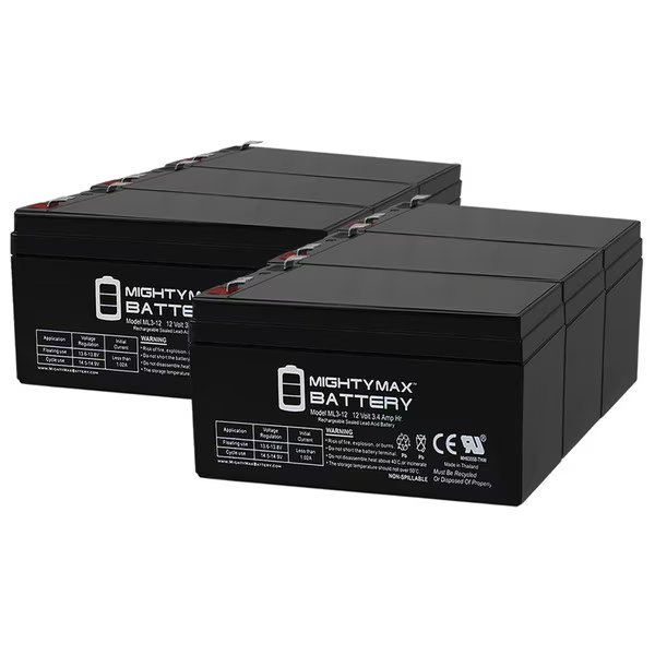 12V 3AH SLA Replacement Battery for Energizer EN12-3.2 - 6 Pack, Mighty Max Battery, Mfr#: ML3-12MP647823128
